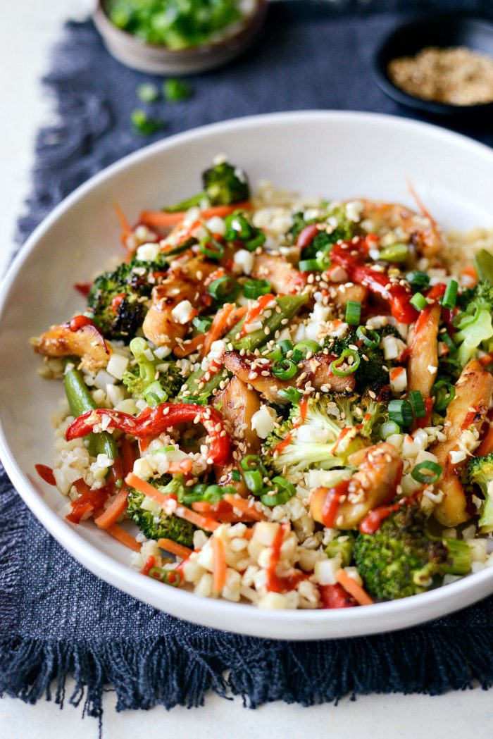 Sheet Pan Teriyaki Chicken and Cauliflower Rice l SimplyScratch.com #sheetpan #dinner #chicken #easyrecipe #teriyaki #cauliflowerrice #healthy