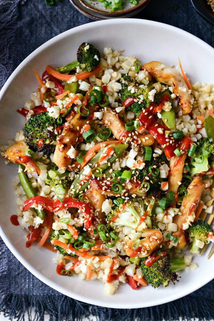 Sheet Pan Teriyaki Chicken and Cauliflower Rice l SimplyScratch.com #sheetpan #dinner #chicken #easyrecipe #teriyaki #cauliflowerrice #healthy