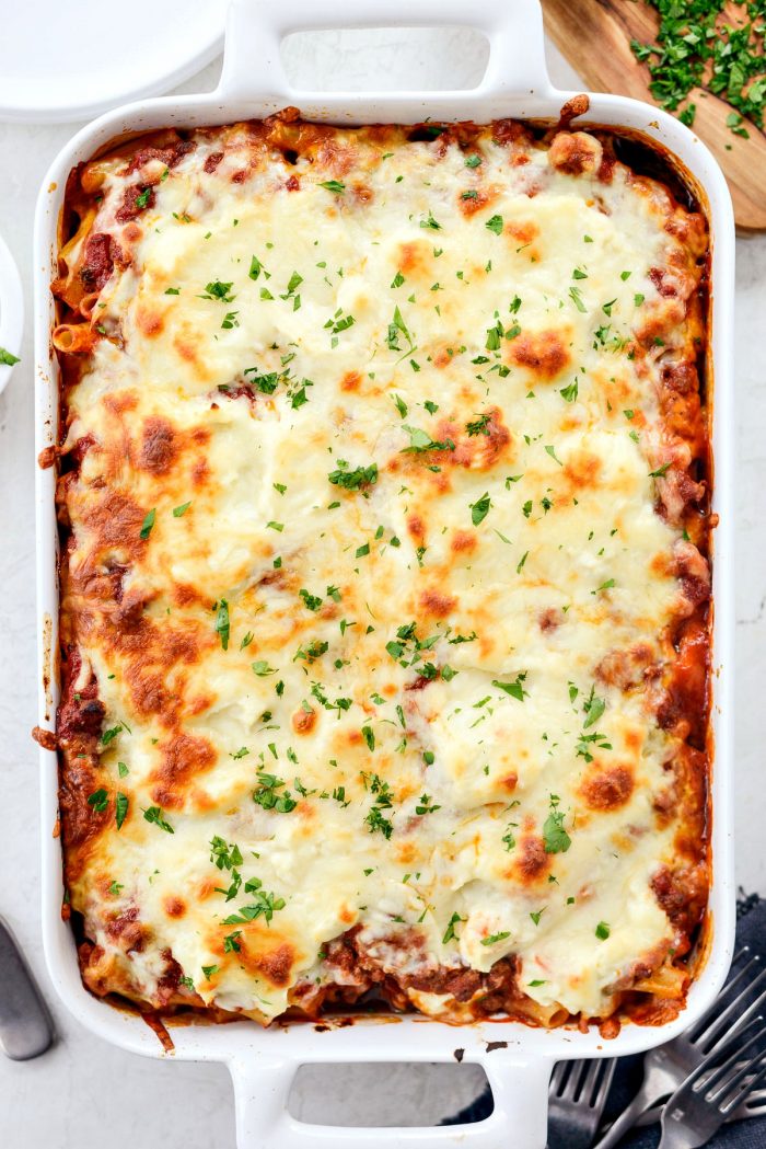 Spicy Italian Sausage Baked Ziti l SimplyScratch.com #pasta #italian #sausage #baked #ziti #holiday