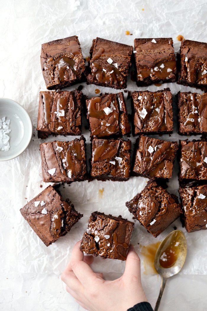 Sea Salt Caramel Espresso Brownies l SimplyScratch.com #seasalt #caramel #espresso #brownies #homemade #fromscratch #chocolate