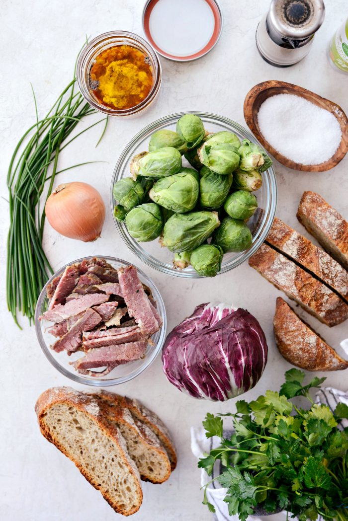 ingredients for Corned Beef and Rye Panzanella