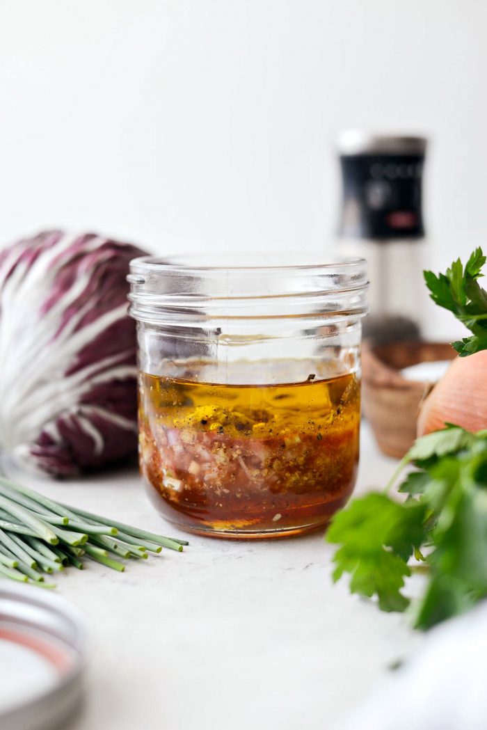 horseradish dijon vinaigrette ingredients in jar