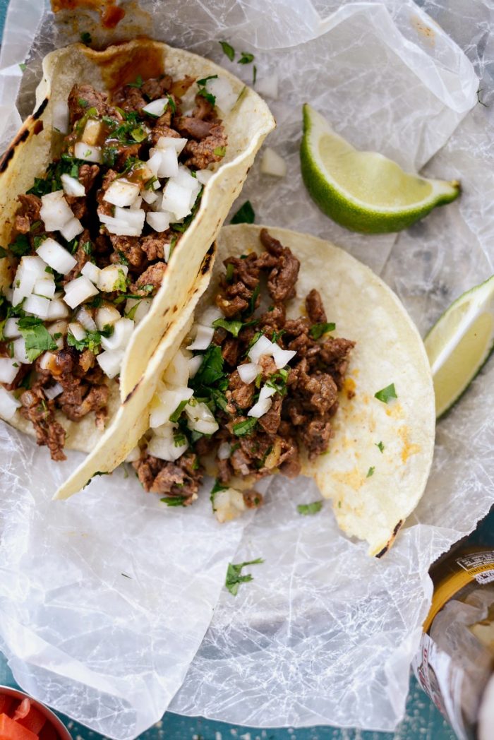 Easy Beef Street Tacos l SimplyScratch.com #beef #steak #streettaco #taco #tacotuesday #corntaco