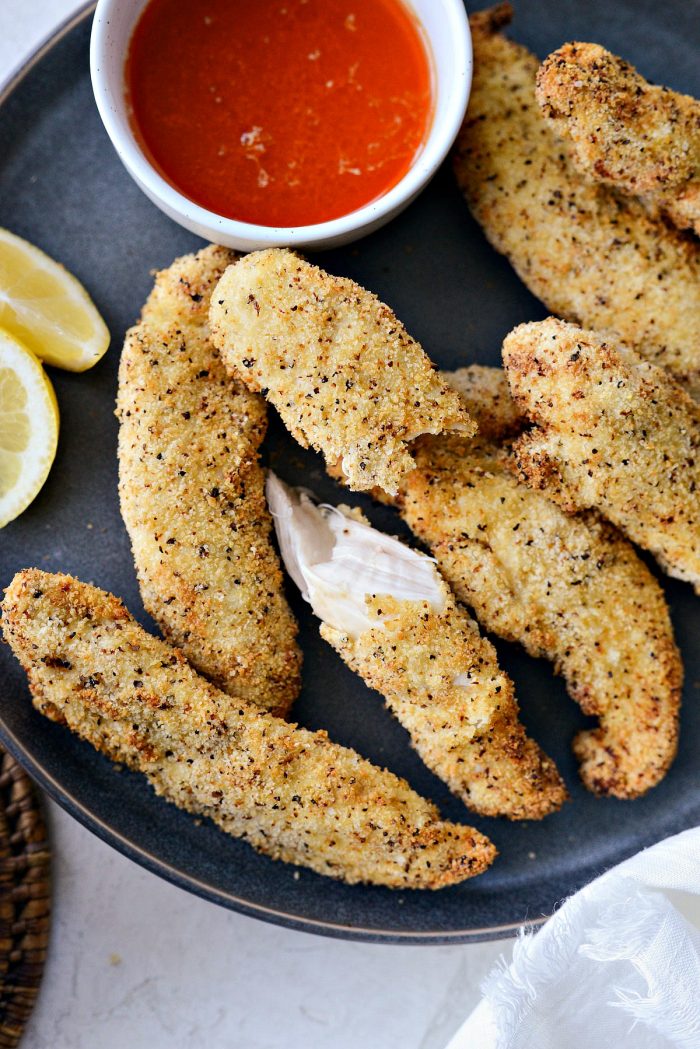 Air Fryer Lemon Pepper Chicken Tenders l SimplyScratch.com #homemade #airfryer #lemon #pepper #chicken #chickentenders #hothoneybutter