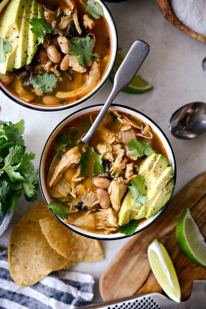 White Bean Chicken Poblano Stew l SimplyScratch.com #beans #chicken #stew #healthy #easy #ww #mexican #lowpointrecipe