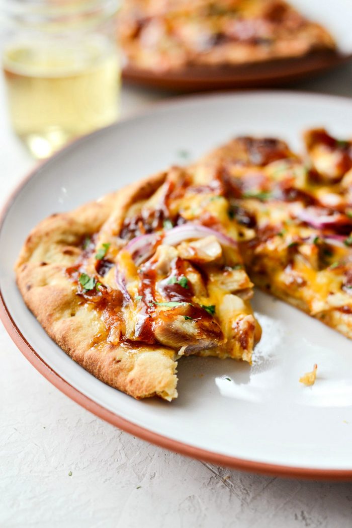 BBQ Chicken Naan Pizzas l SimplyScratch.com #sweetbbq #bbq #chicken #naan #pizza #easy #dinner #recipe