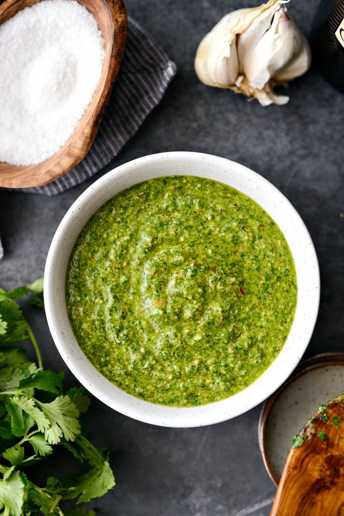 Cilantro Pesto l SimplyScratch.com #easy #homemade #cilantro #pesto #herbs #condiment