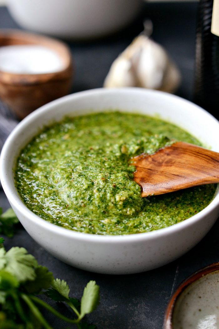 Cilantro Pesto l SimplyScratch.com #easy #homemade #cilantro #pesto #herbs #condiment