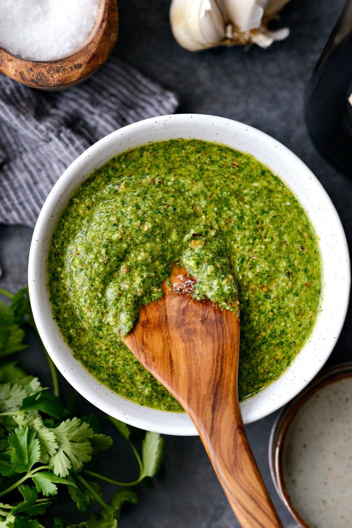 Cilantro Pesto l SimplyScratch.com #easy #homemade #cilantro #pesto #herbs #condiment