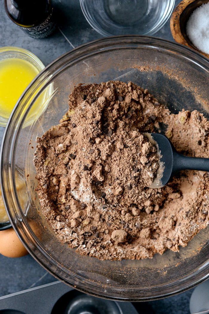 top down shot of mixed dry ingredients.