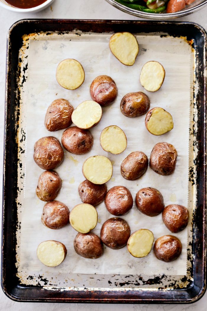 roasted potatoes on sheet pan