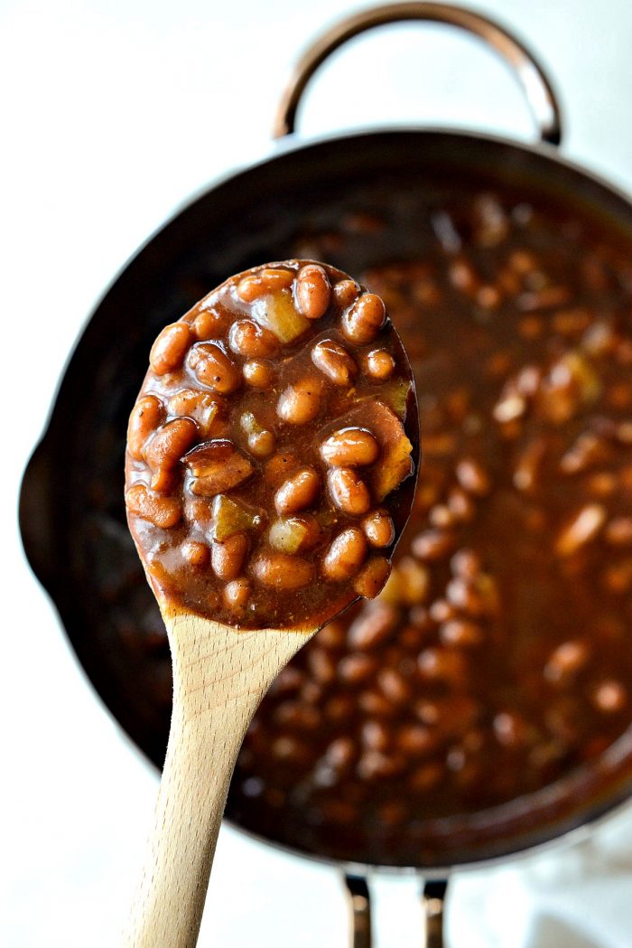 My Moms Baked Beans l SimplyScratch.com #homemade #semifromscratch #baked #beans #sidedish #easter #potluck #barbecue #picnic #easy #recipe