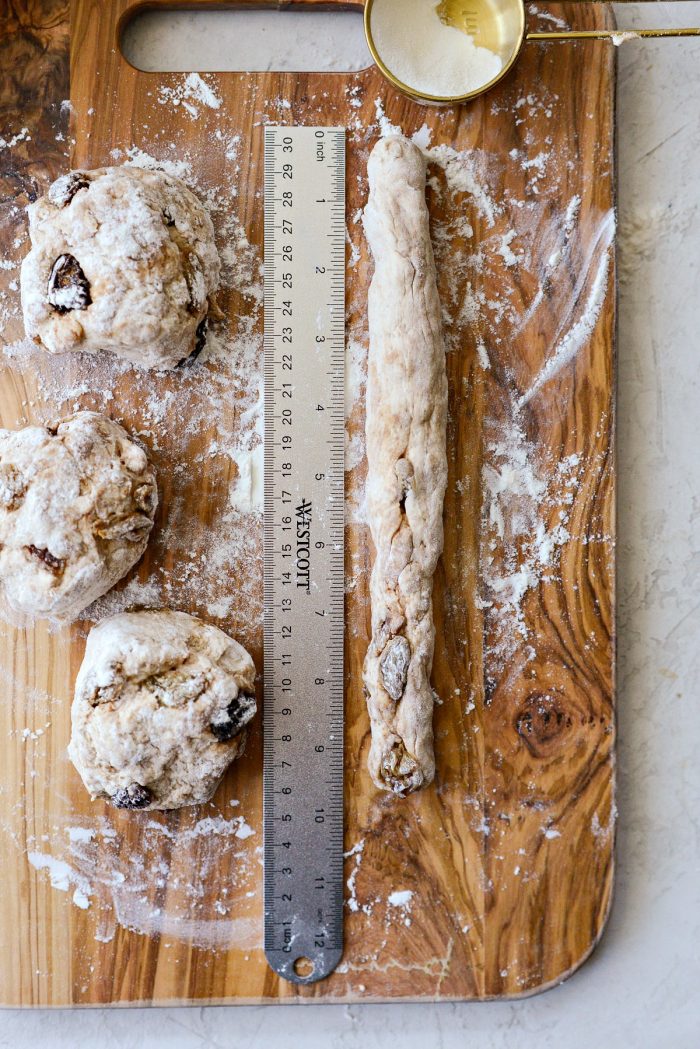 shaped dough into 10 inch rope.