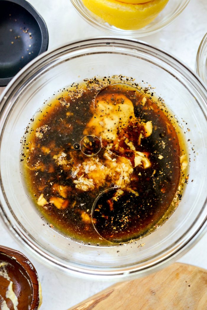 marinade ingredients in glass bowl