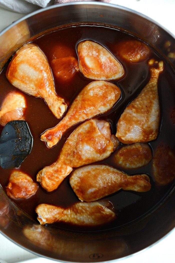 toss chicken in sauce.