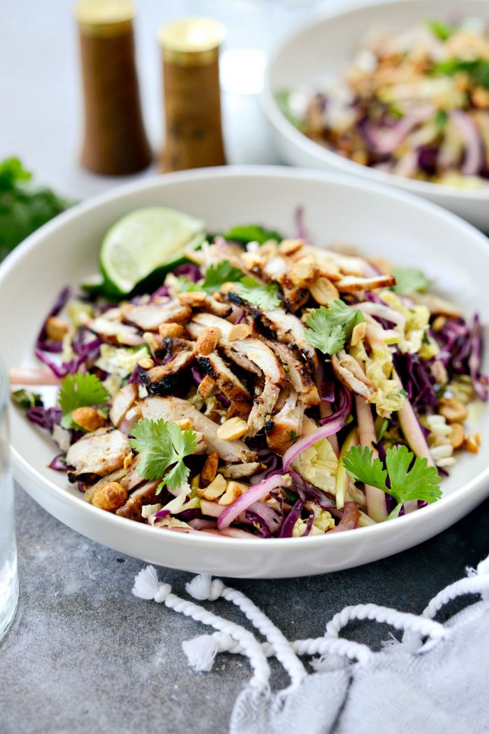 side view of Grilled Thai Chicken Salad.