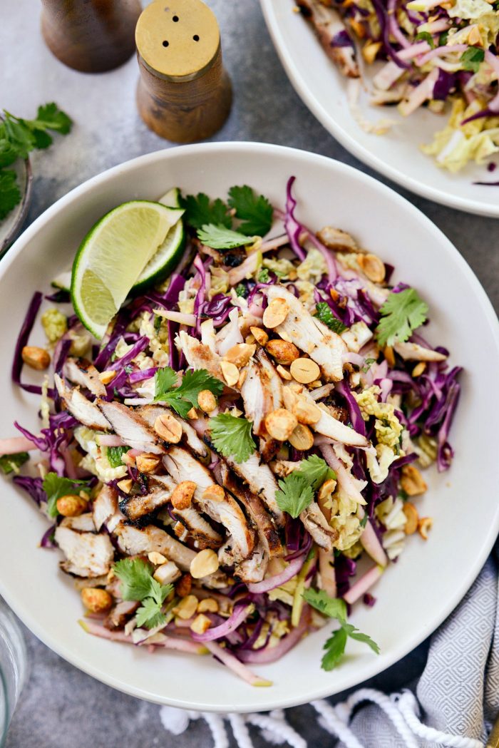 close up of Grilled Thai Chicken Salad.