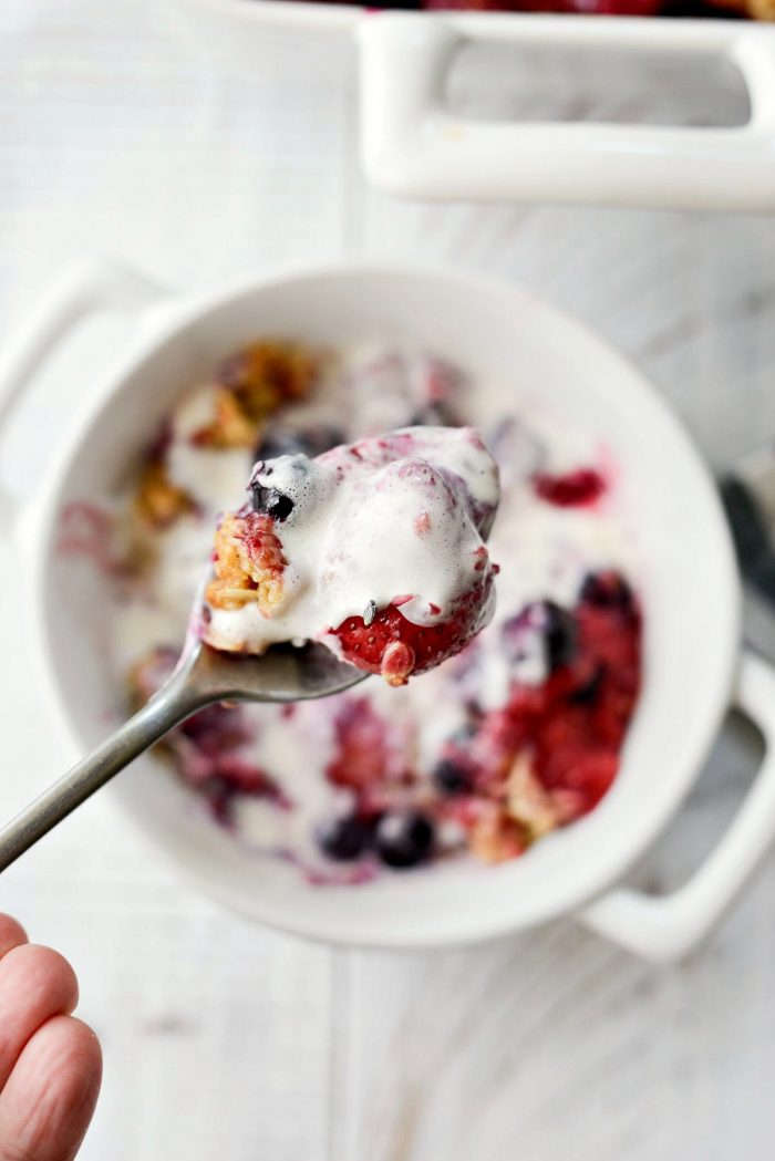 spoonful of Homemade Berry Crisp Recipe