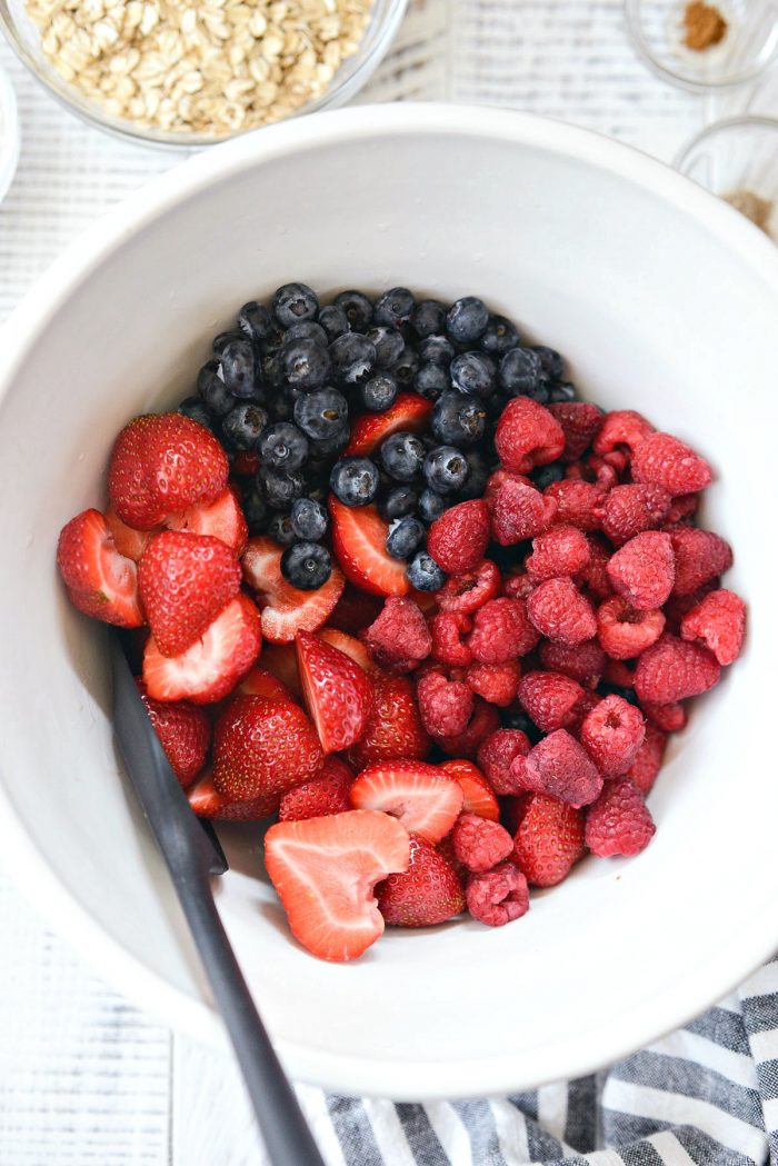 berries in a white ceramic bowl.