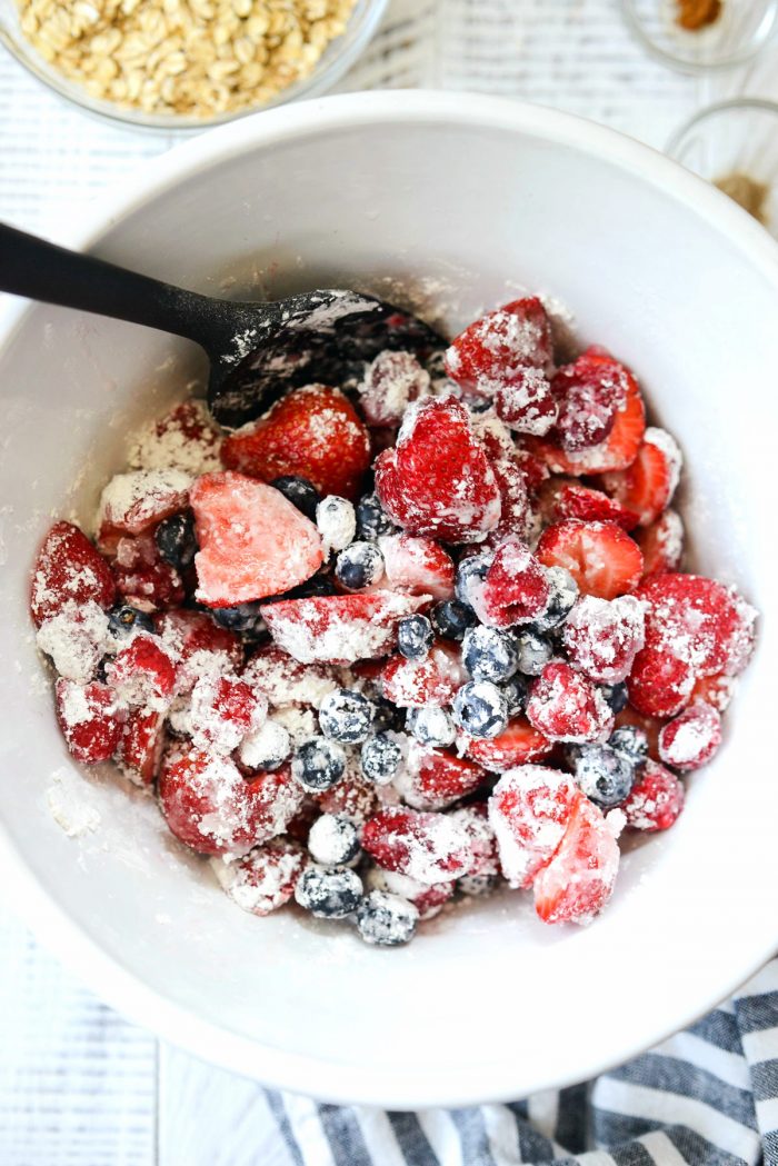 berries tossed with sugar, cornstarch and salt.