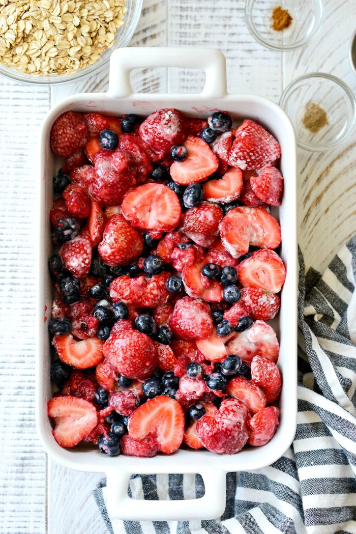berries spread out in pan.