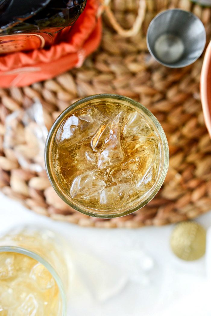 top view Lewis' Ginger Peach Whiskey Cocktail 