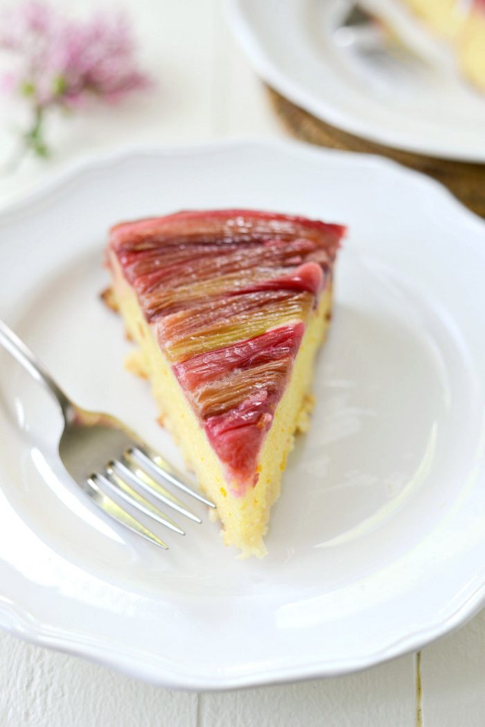 Slice of Martha's Rhubarb Upside Down Cake.