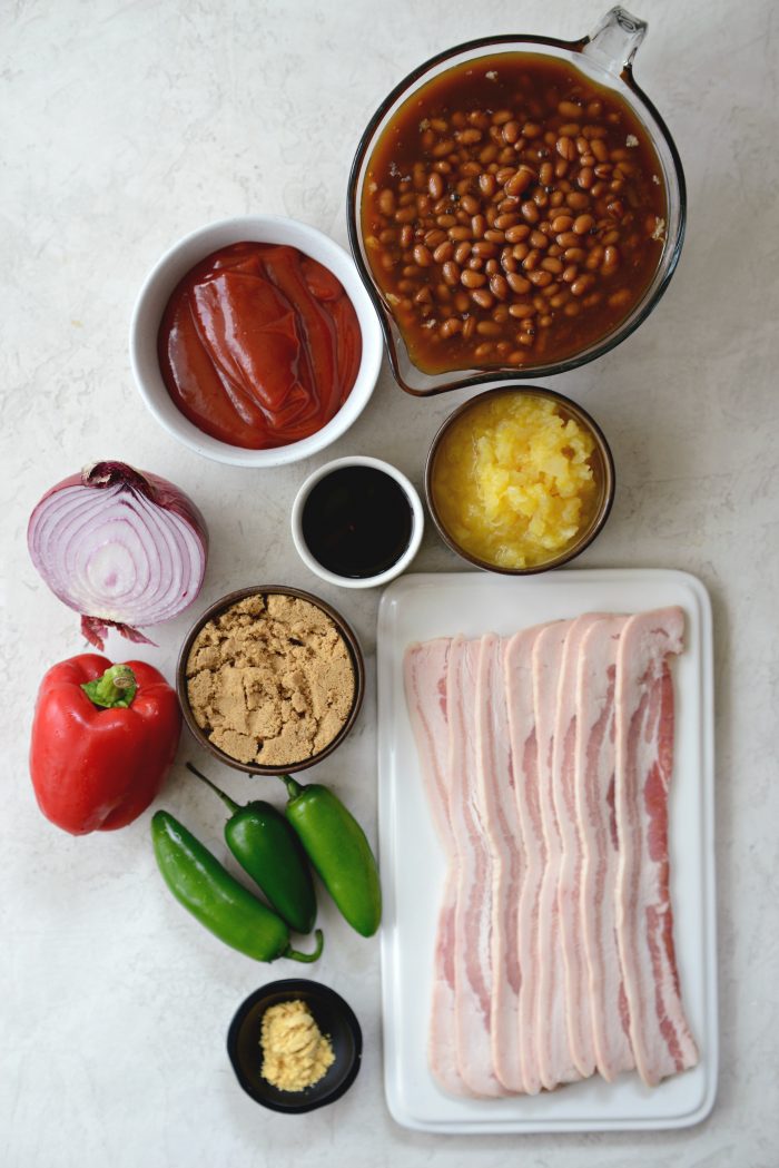 ingredients for one pot wicked baked beans.