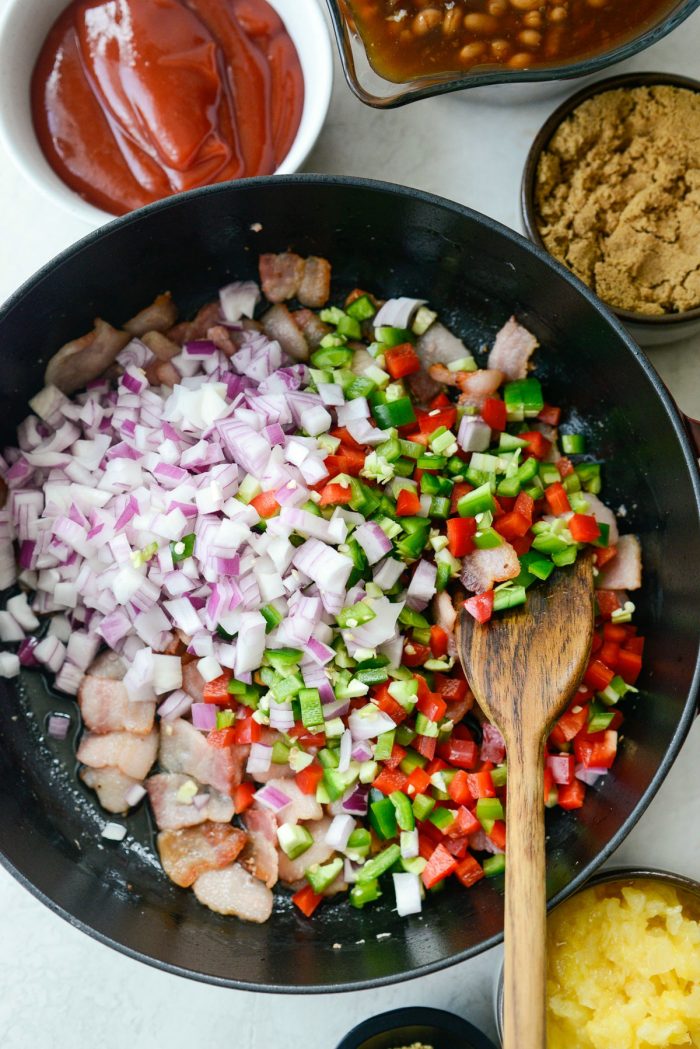 veggies added to skillet