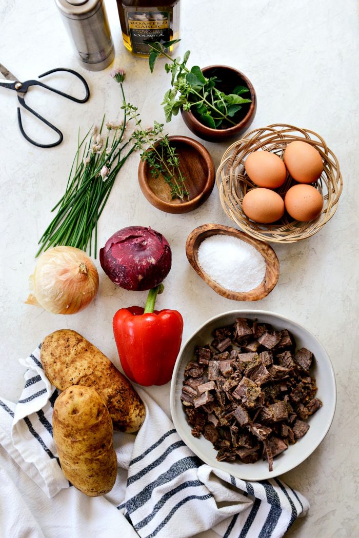 Smoked Brisket Breakfast Hash ingredients.