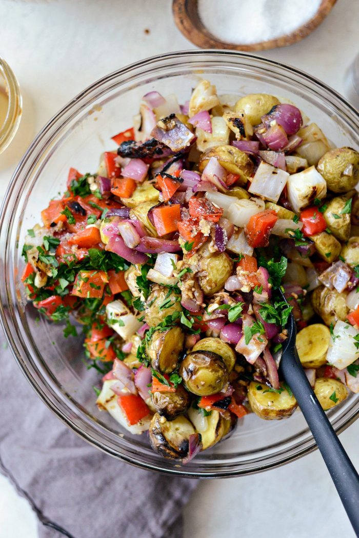 tossed salad ingredients in bowl.