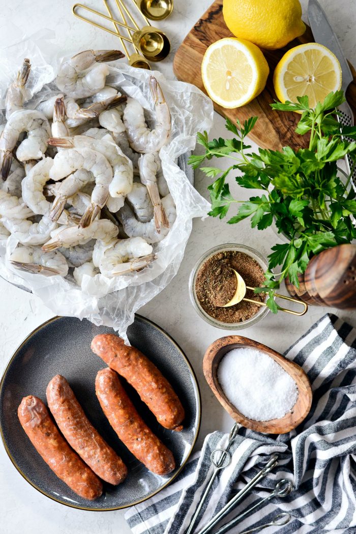 Cajun Shrimp and Andouille Skewers ingredients