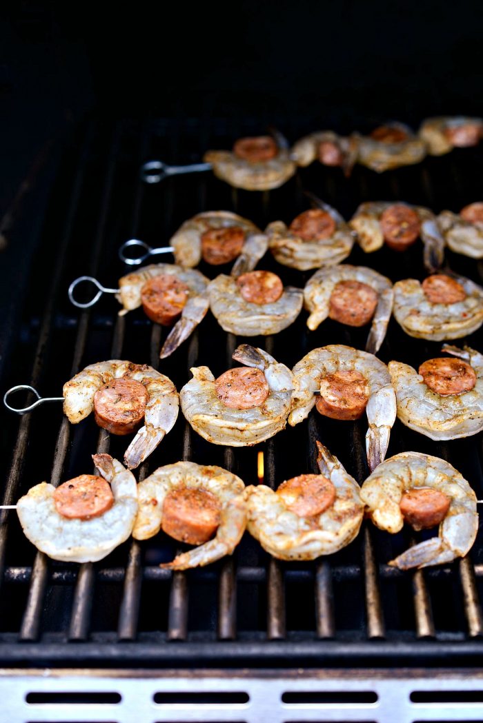 grilling the skewers