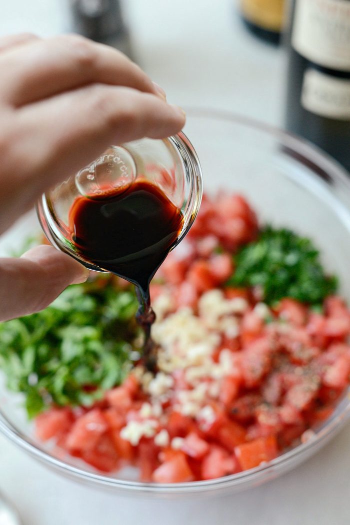 pouring balsamic vinegar