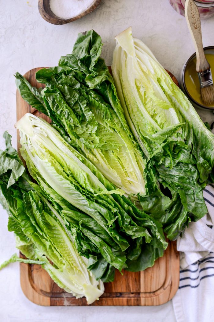 romaine lettuce cut in half