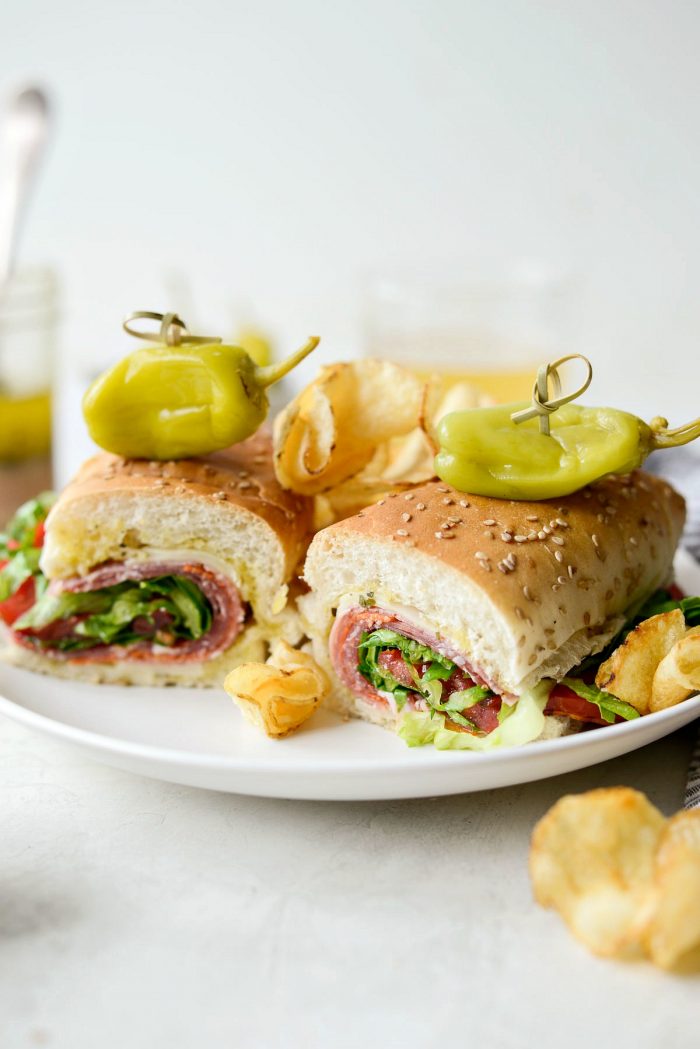 Italian sub sandwich with peperoncini's