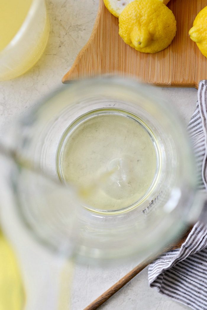 add syrup to glass pitcher