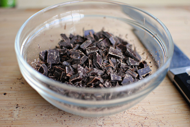 chopped chocolate in bowl