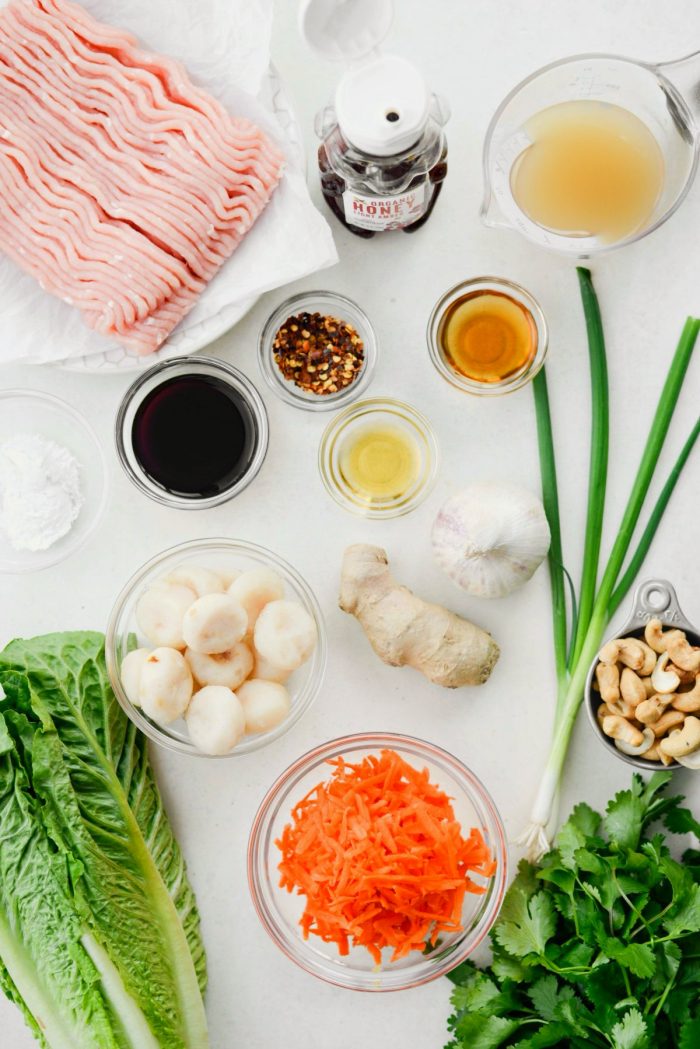 ingredients for Ginger Cashew Lettuce Wraps
