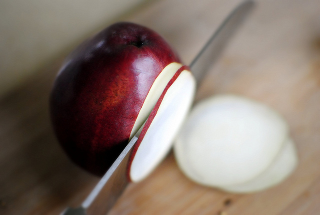 thinly slice pear