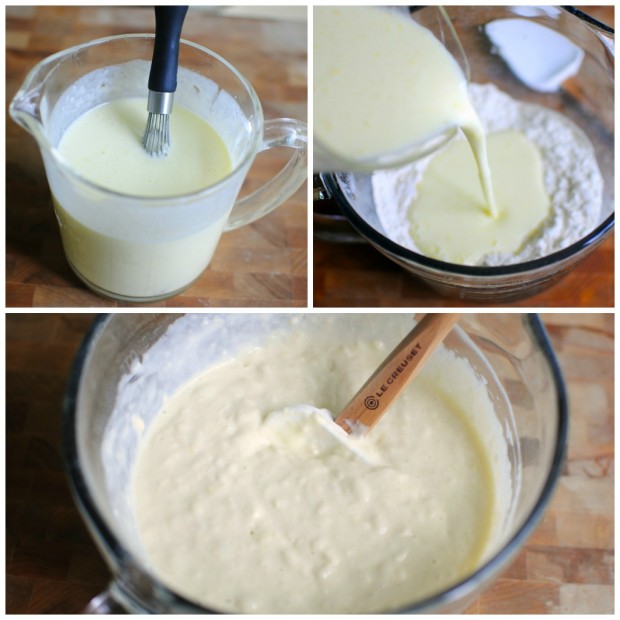 combine wet ingredients and add to dry ingredients