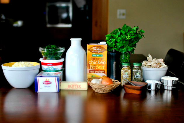 Ingredients for White Cheese and Chicken Lasagna