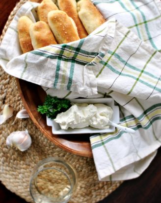 Homemade Breadsticks with Garlic Cheese Dip