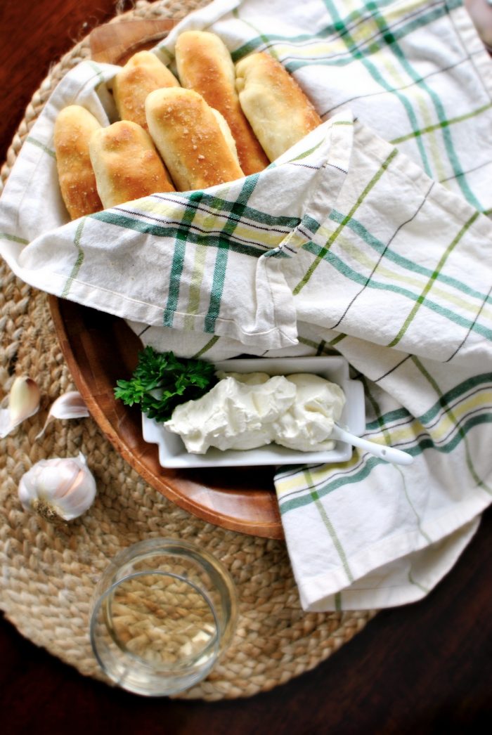 Homemade Breadsticks with Garlic Cheese Dip