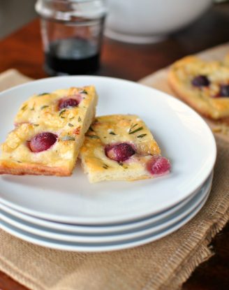 Roasted Red Grape, Brie and Rosemary Flatbread