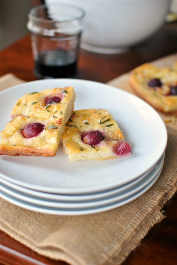 Roasted Red Grape, Brie and Rosemary Flatbread