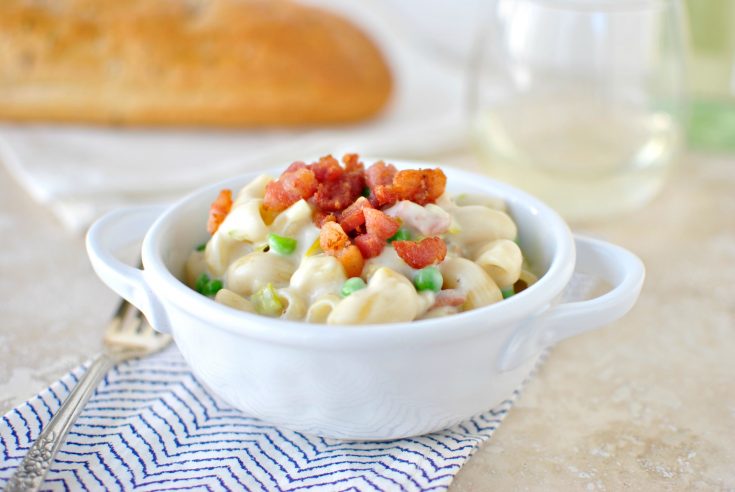 Creamy Pancetta, Leek and Pea Macaroni & Cheese