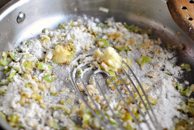 whisk in butter and flour