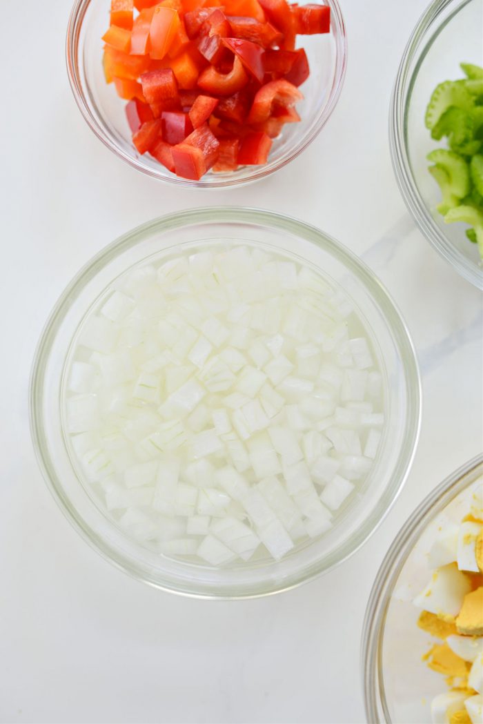 prep veggies and soak onions