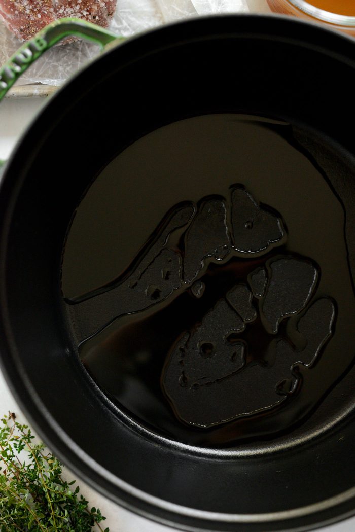 oil in large dutch oven